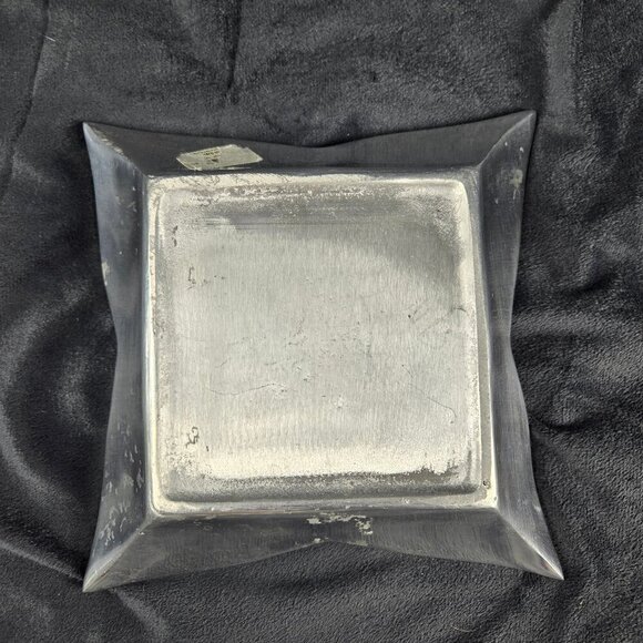 Vintage Pewter Petal Shaped Square Bowl Stable Base Decoration Centerpiece - Picture 6 of 7